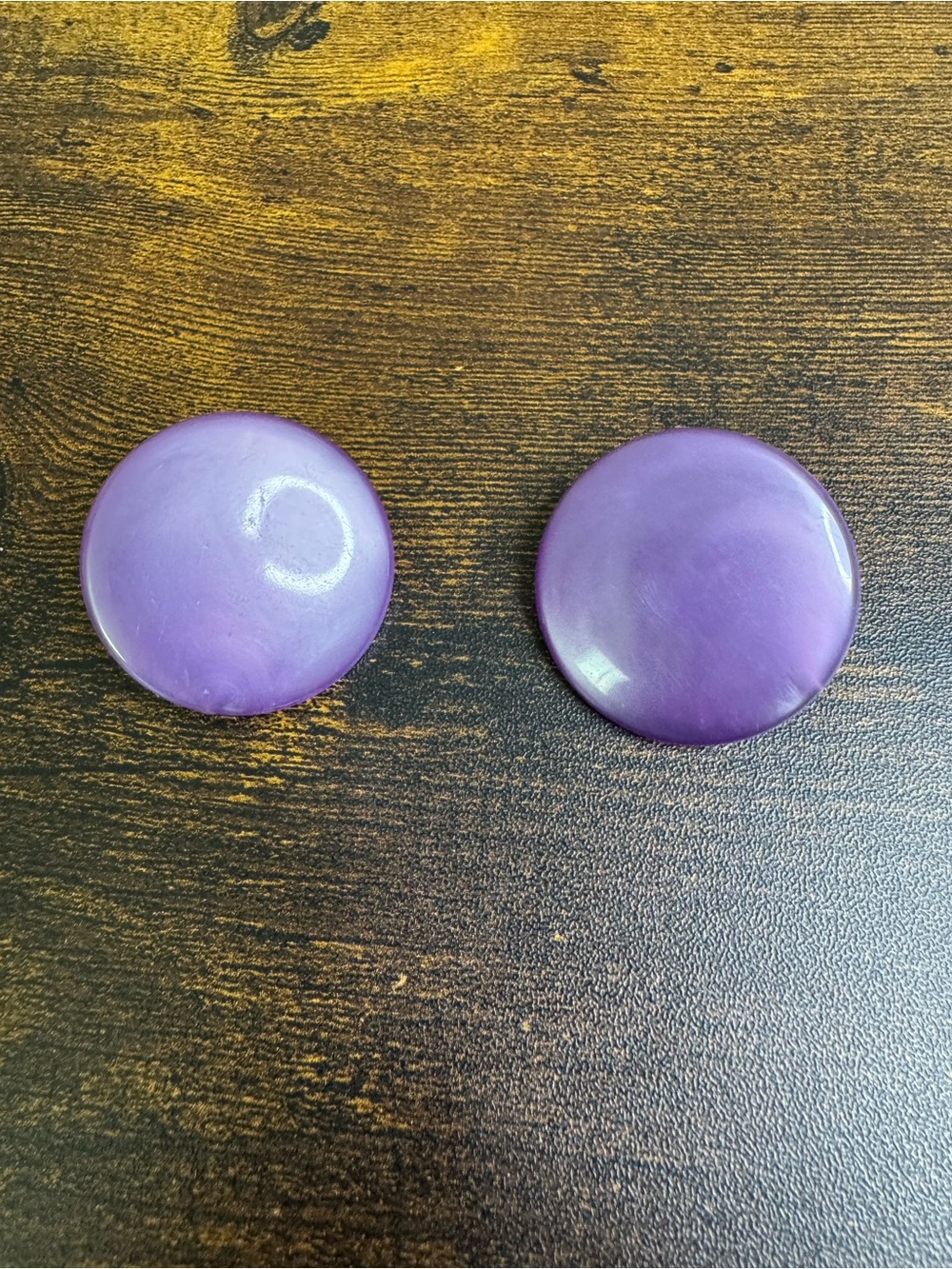 💚4/$20 Purple Round Button Clip-On Acrylic Earrings - Women Accessories